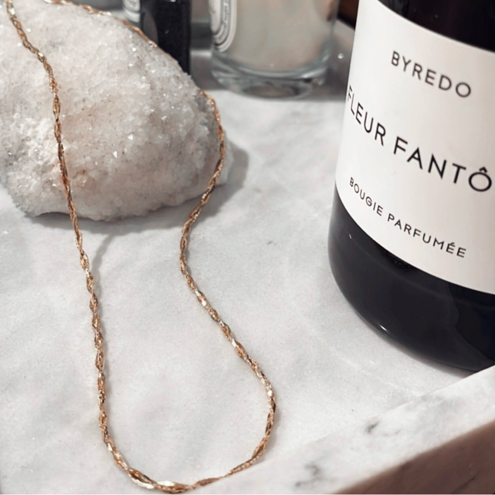 24k Braided Herringbone Necklace